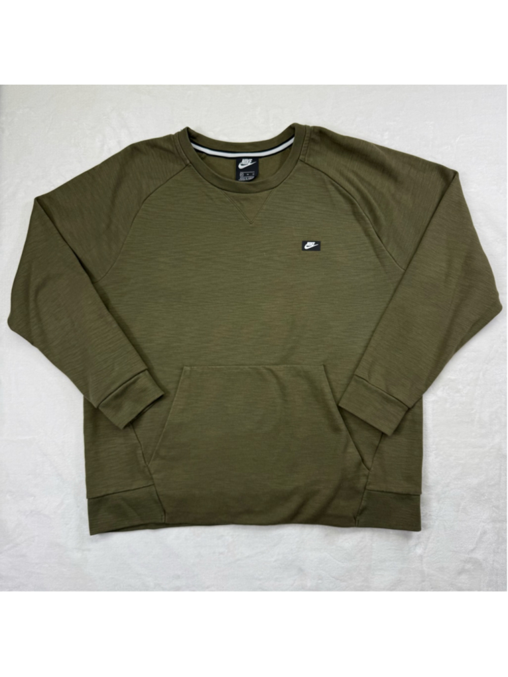 Nike Sportswear Mens Optic‎ Crew Neck Pullover Sweatshirt XL Olive Rubber Logo